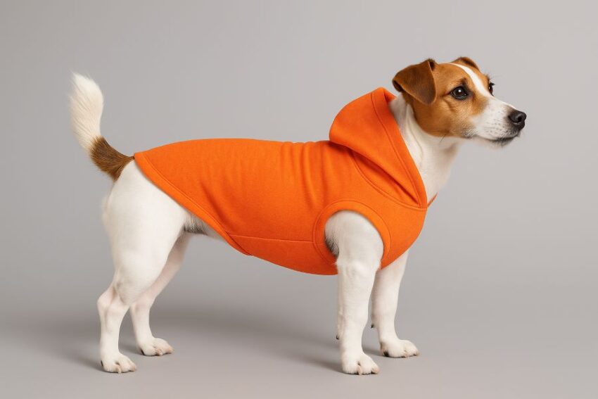 dog wearing insect repellent hoodie
