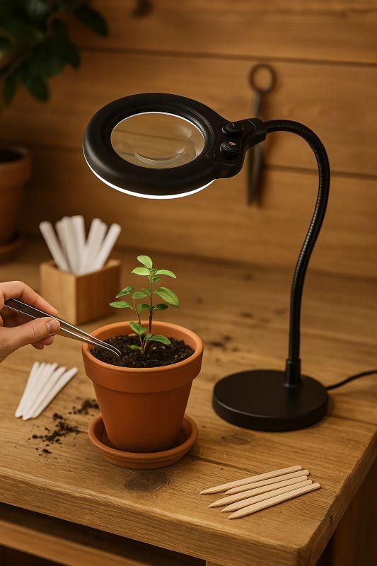 10X LED Magnifying Glass with Stand in action