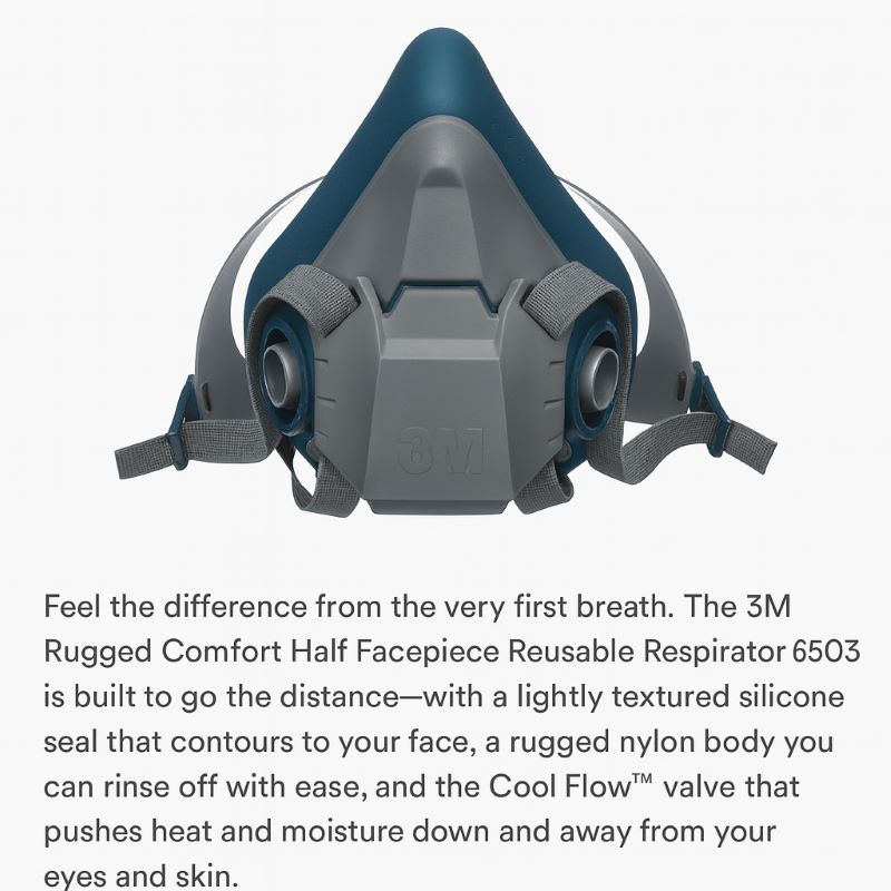 3M Rugged Comfort Half Facepiece Reusable Respirator 6503