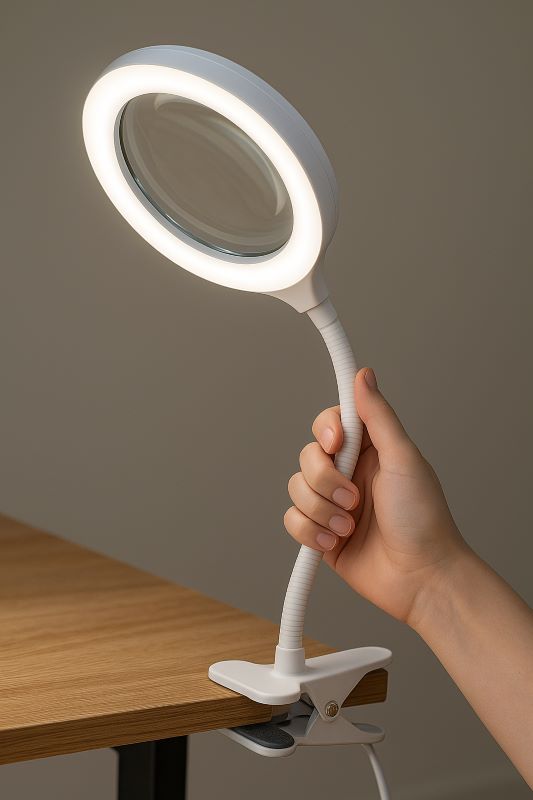 3X Desk Magnifying Glass with Light & clam