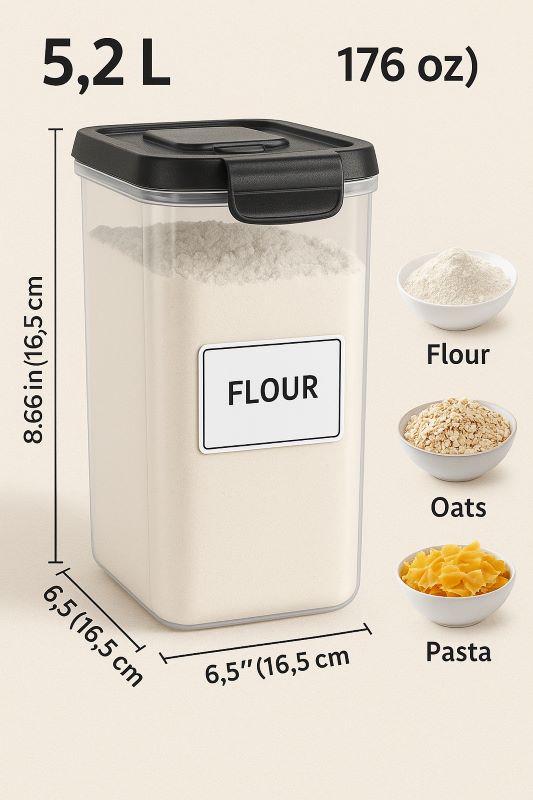 5.2L Airtight BPA‑Free Pantry Containers
