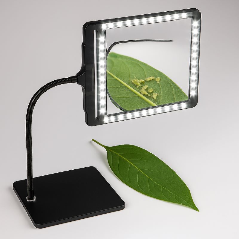 5X Large Magnifying Glass with 42 LED Light & Stand