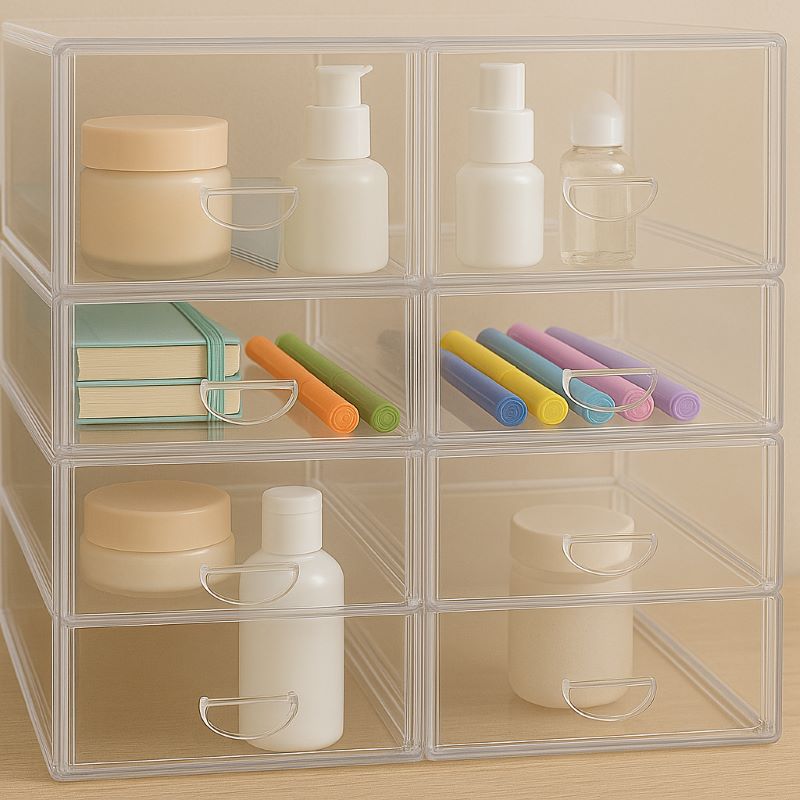 Acrylic 20-Drawer Makeup Organizer Set Up