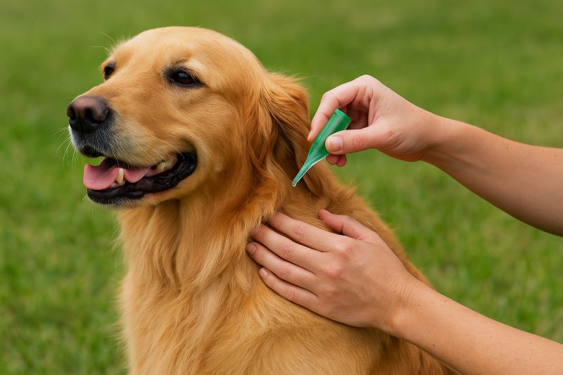 Applying Flea & Tick Treatment Colar for Dogs 