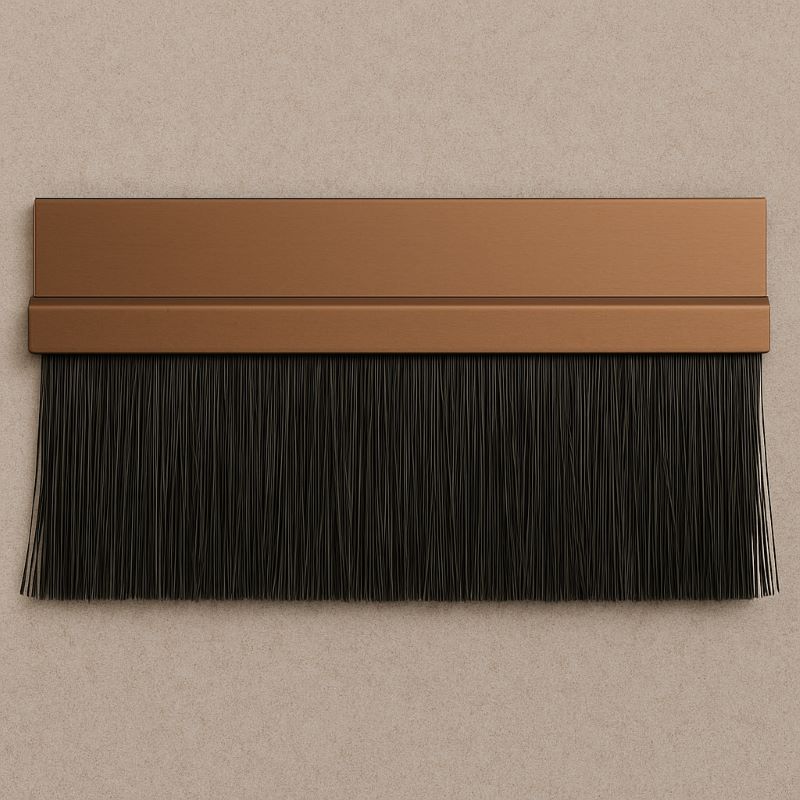 Brush Sweep Door Sweep, 3 ft Aluminum Brown Trim with 1½″ Brush