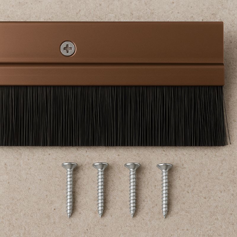 Brush Sweep Door Sweep, Aluminum Brown Trim Brush