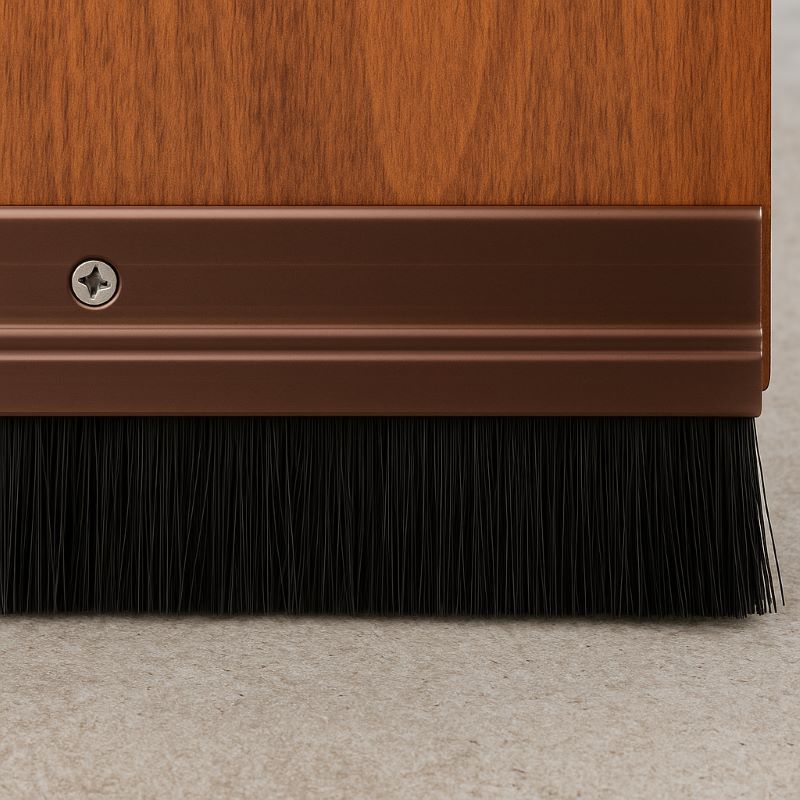 Brush Sweep Door Sweep and Aluminum Brown Trim Brush
