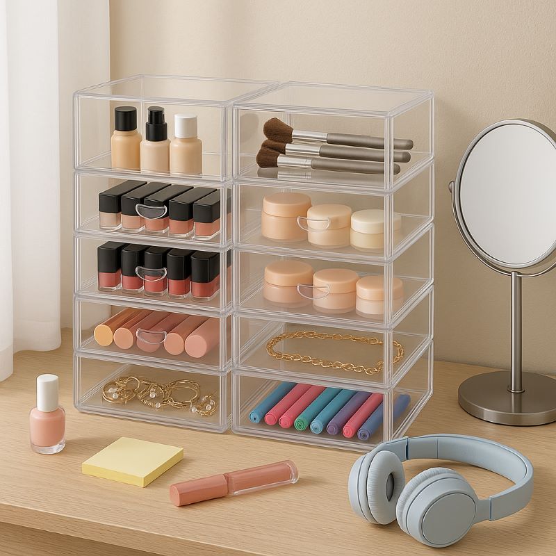 DOMNIU Acrylic 20-Drawer Makeup Organizer Set