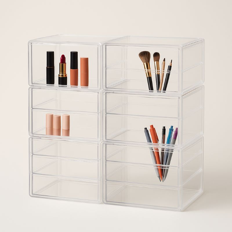 Dustproof Clear Acrylic 16‑Drawer Makeup & Office Organizer