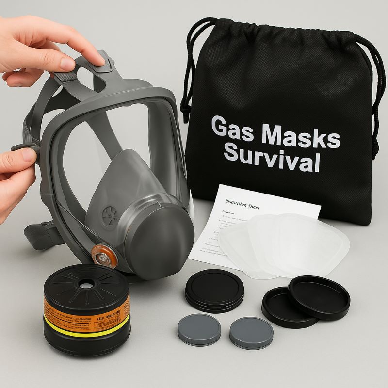 Gas Masks Survival Nuclear & Chemical Full Face Respirator Kit