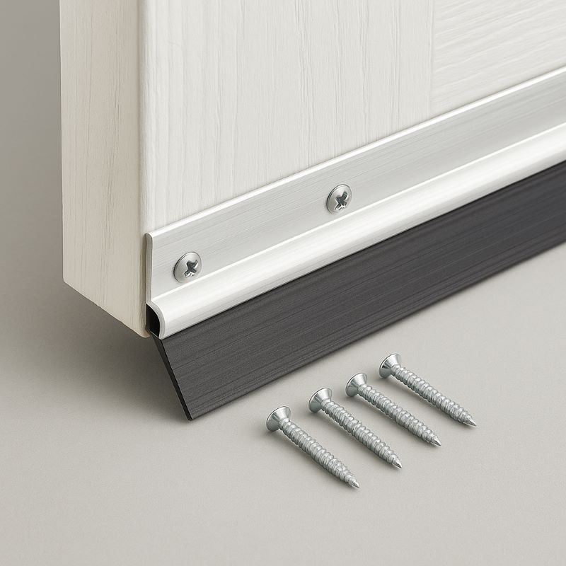 Installing Aluminum U‑Shape Screw‑On Under–Door Seal with Kick Plate