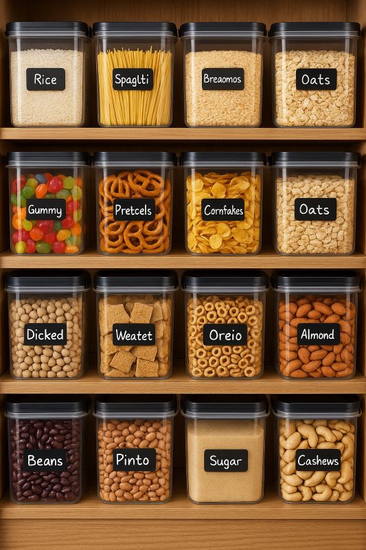 PRAKI 24‑Piece BPA‑Free Airtight Pantry Canisters with Labels & Marker