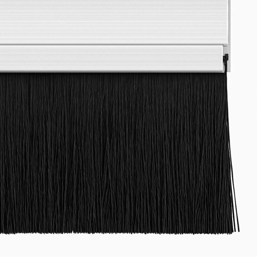 close-up of thick black PP/nylon brush bristles attached to aluminum base