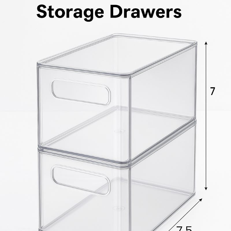 Vtopmart 2‑Pack Large Stackable Clear Acrylic Storage With Drawers