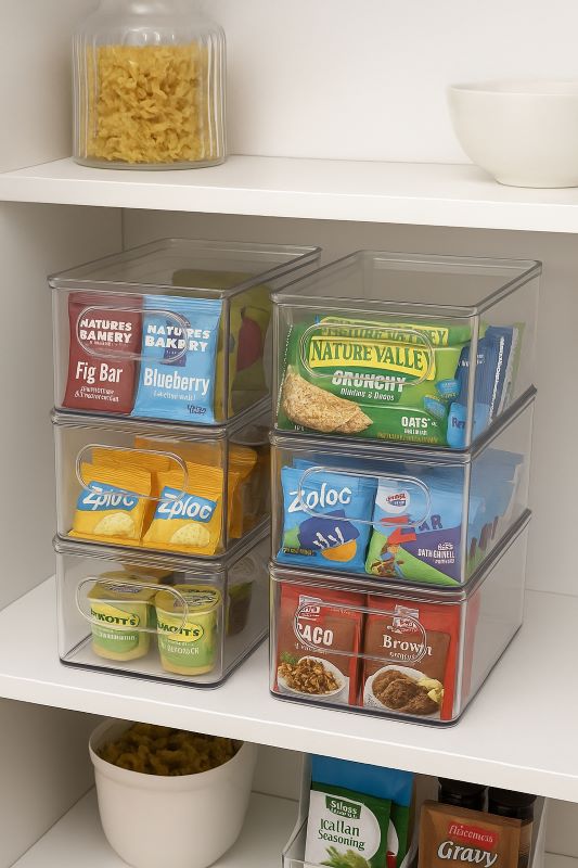 Vtopmart 4‑Pack Clear Stackable Storage Drawers with Handles