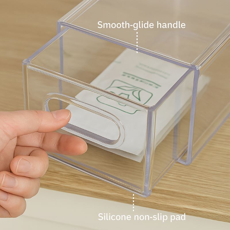 Vtopmart Clear Stackable Storage Drawers with Handles 