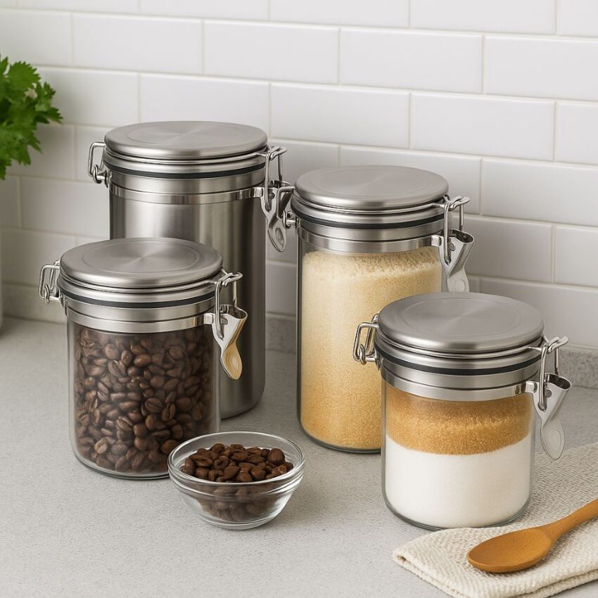 Zopeal Stainless Steel Canister Set In Kitchen