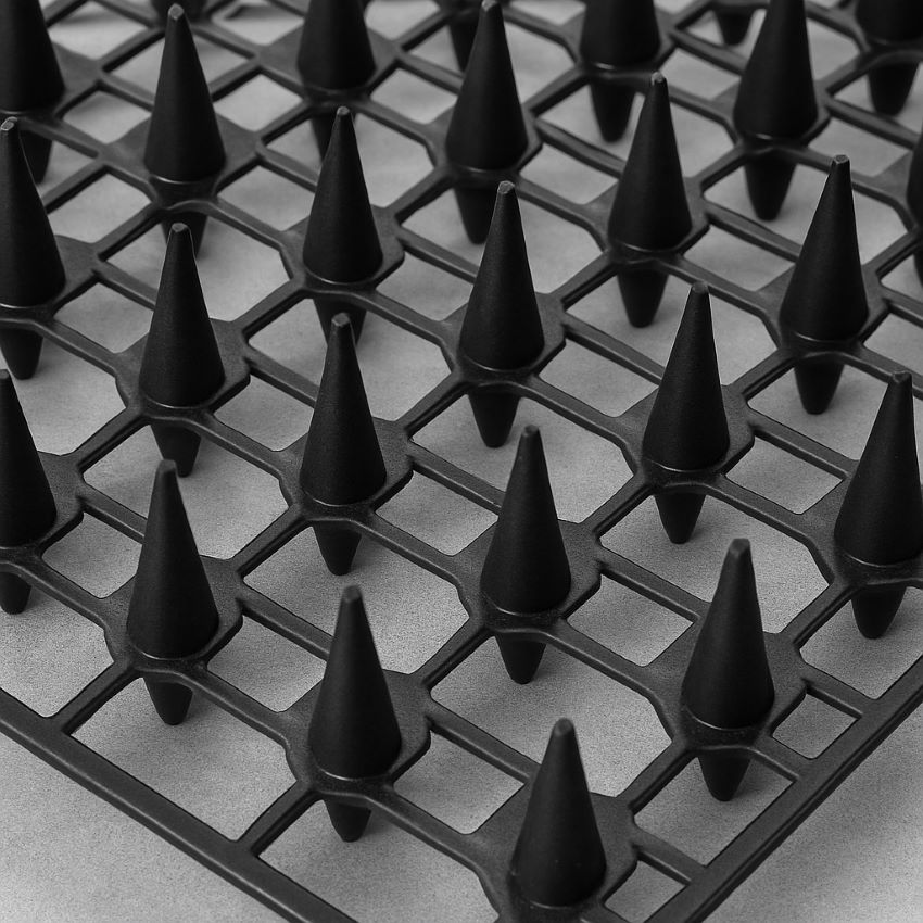 blunt plastic spikes on a 12 × 16‑inch mat showing hexagonal grid structure