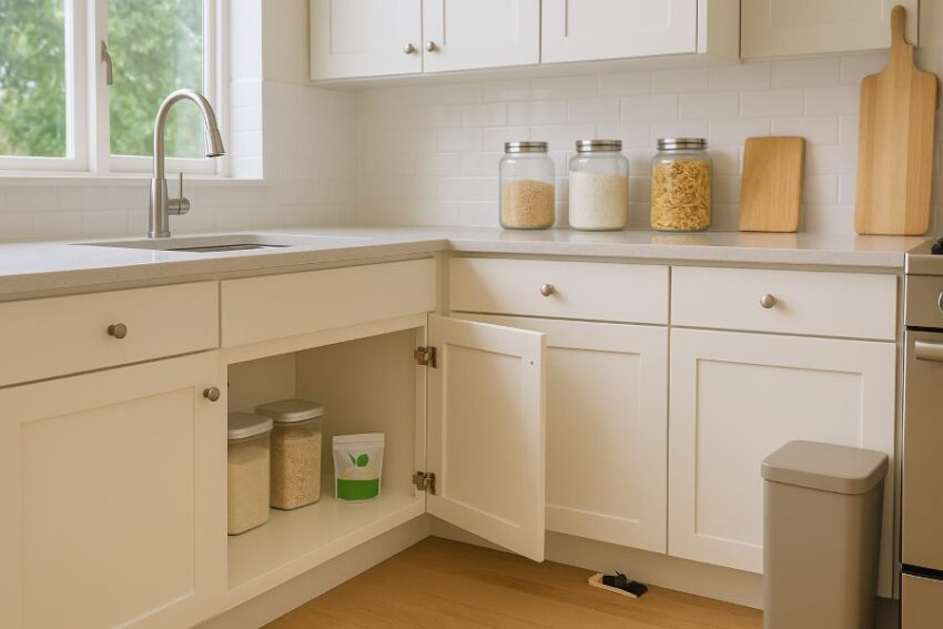 Clean kitchen with discreet peppermint pouch and behind-the-scenes IPM steps
