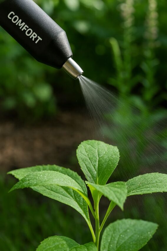 Comfort Wand nozzle applying a fine, even mist.