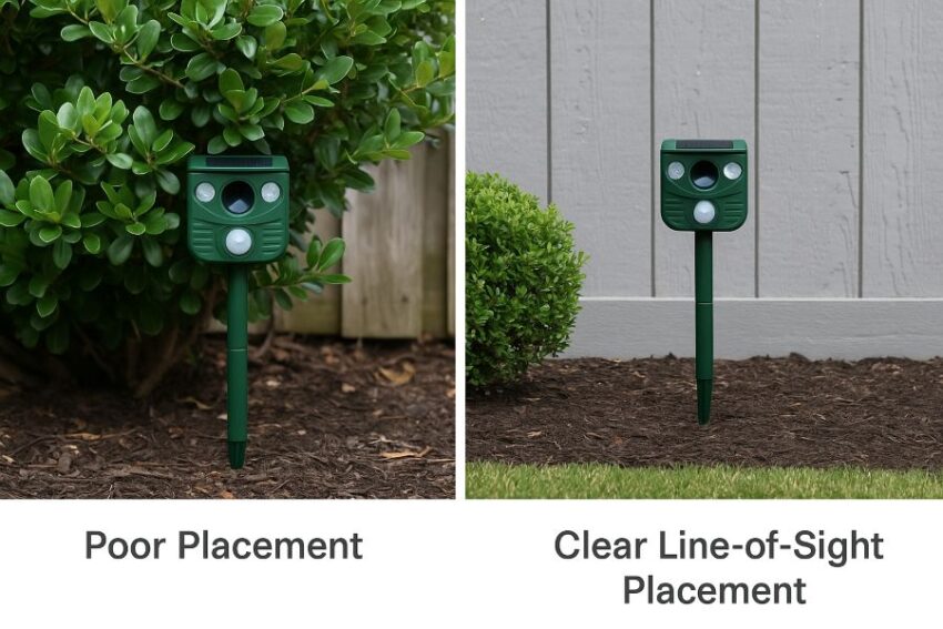 Comparison of poor blocked placement versus clear line-of-sight placement.