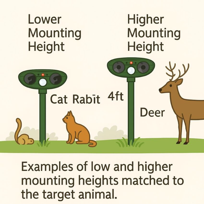 Examples of low and higher mounting heights matched to the target animal