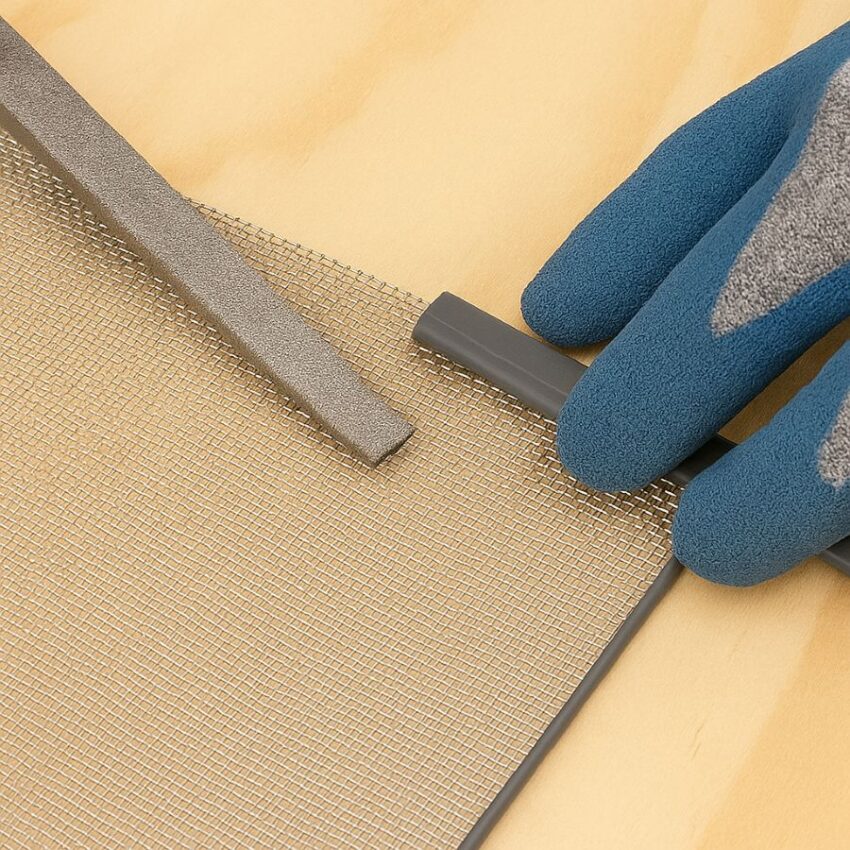 Filing and capping sharp edges of stainless mesh with U-channel trim