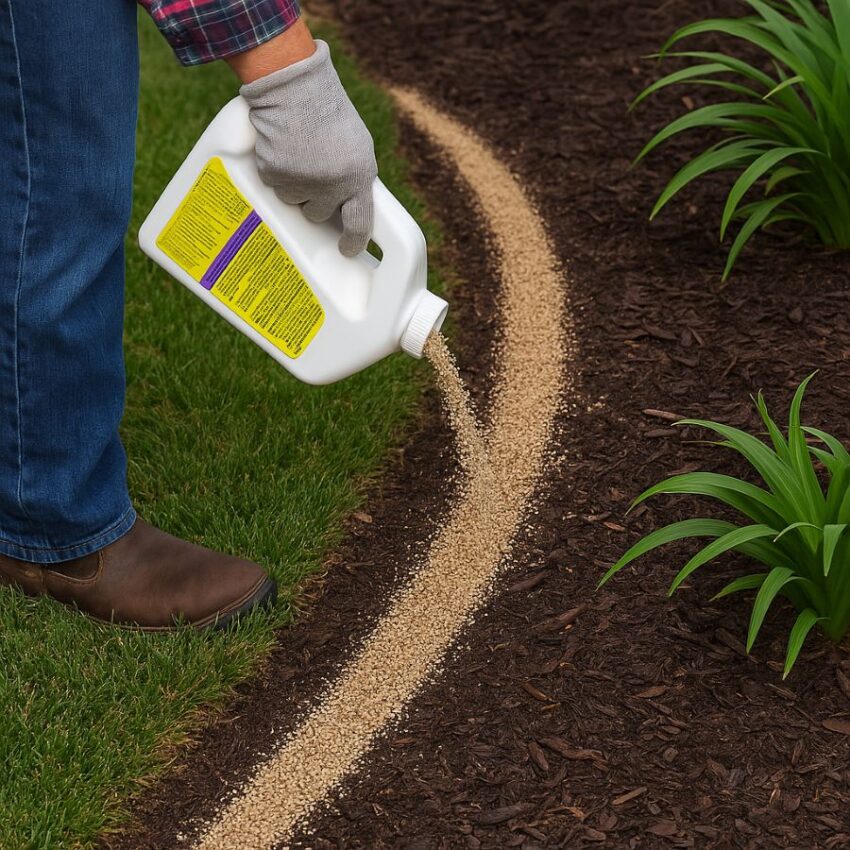 Laying a continuous six to eight inch granular band around a bed