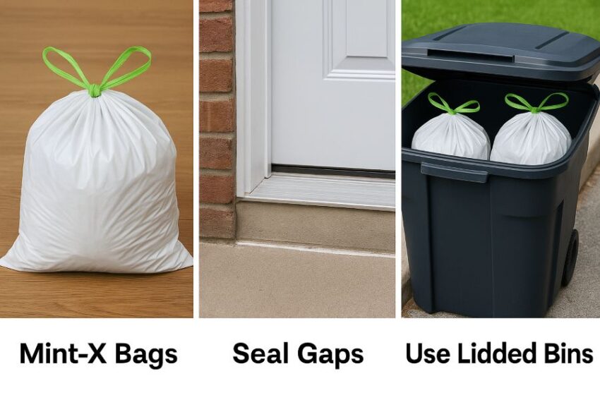 Three steps: Mint-X bags, seal gaps, and use lidded bins