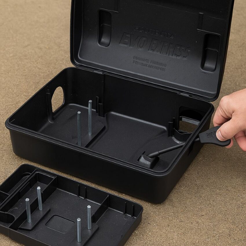 Opening EVO Express with the EVO key and removing the service tray.