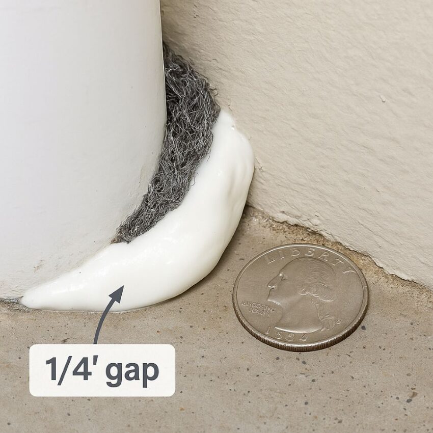 Sealing a quarter-inch gap with steel wool and caulk to block mice