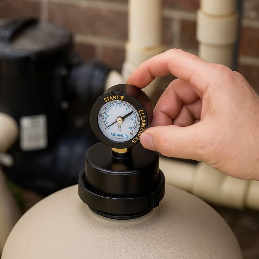 Setting the Start marker on the pressure gauge after a thorough filter cleaning