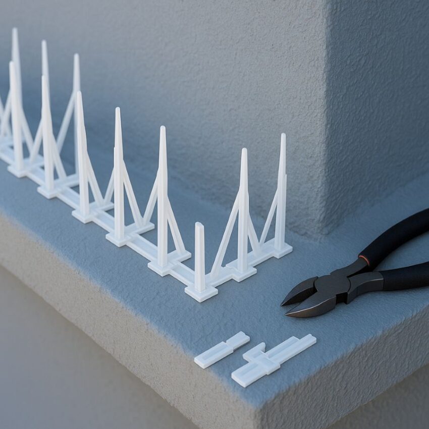 Short, staggered spike pieces wrapping a corner for seamless coverage