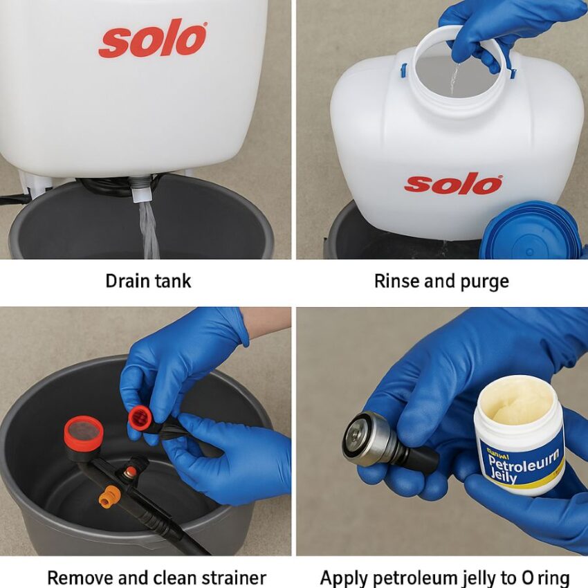 Triple-rinse sequence and O-ring lubrication on SOLO 315-A after spraying