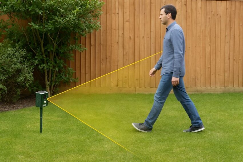 User walking across the sensor field to test motion detection