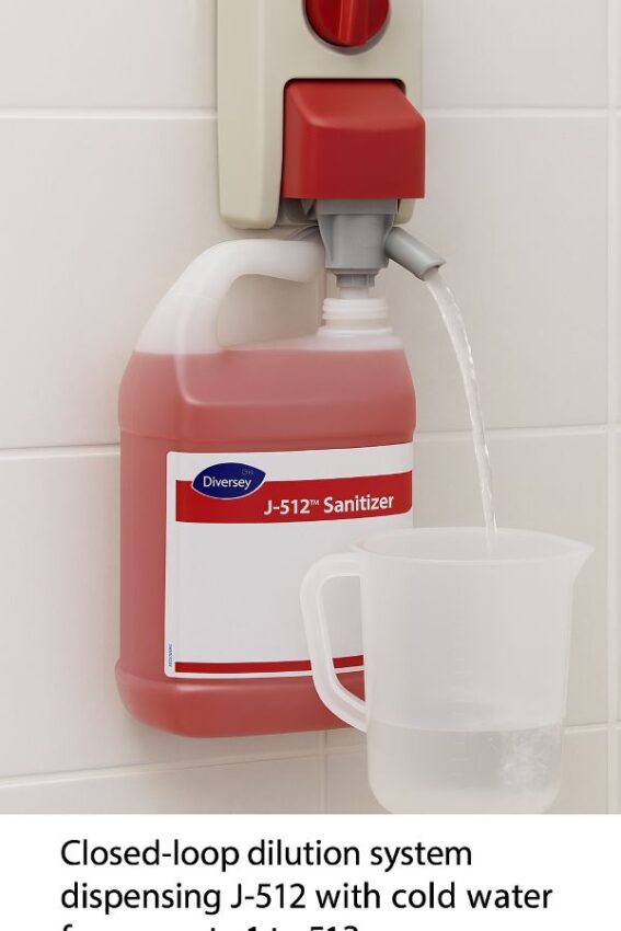 dilution system dispensing J-512 with cold water for accurate 1 to 512 mix