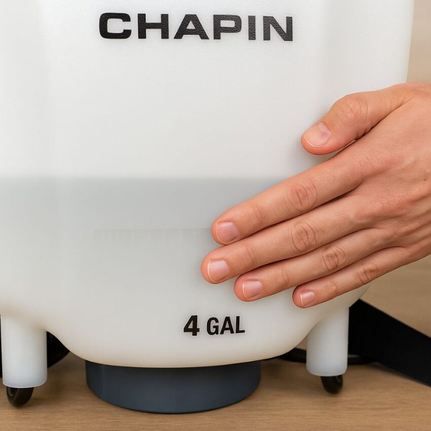 the translucent 4-gallon tank on the Chapin 63924 showing solution level.