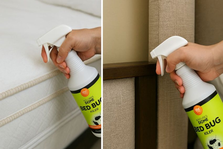 Direct contact spray in seams and headboard joints where bugs and eggs sit