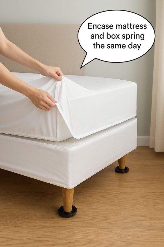 Encasing the box spring to eliminate a high-risk harborage