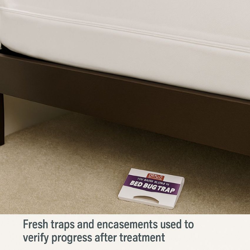 Fresh traps and encasements used to verify progress after treatment