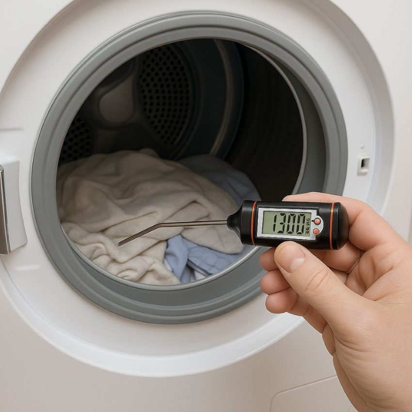 Hot dryer reading to confirm effective heat for killing bed bug stages.