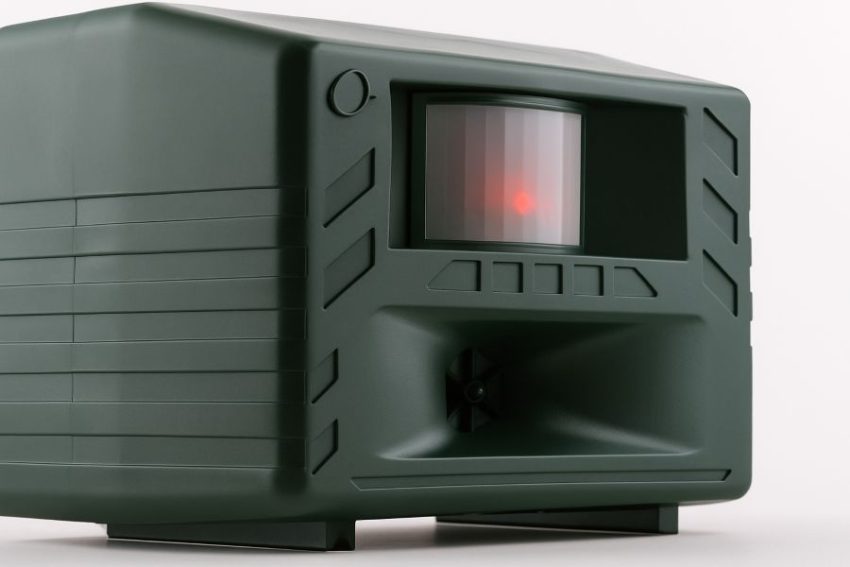 Yard Gard motion sensor illuminated during activation.